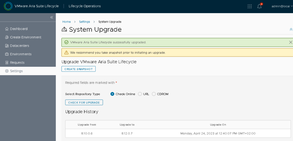 How To Upgrade Vmware Aria Suite Lifecycle Formerly Vrealize Suite